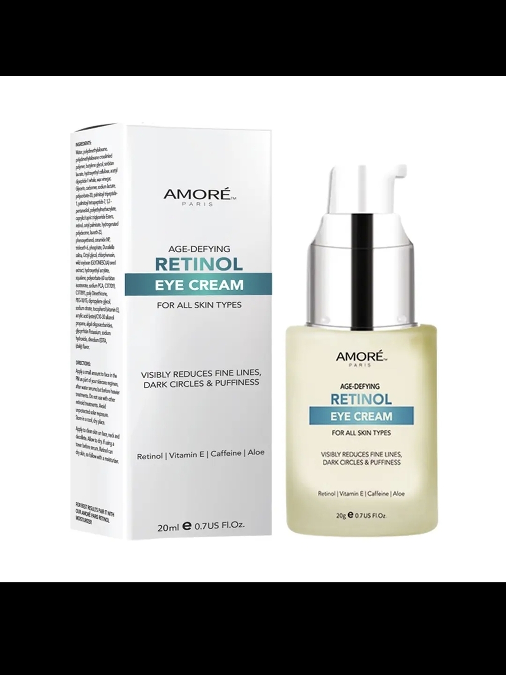 AMORE  Retinol Eye Cream - White & Silver Pump Bottle